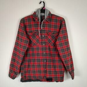 Oakley grey/red Quilted lined shacket Hoodie flannel casual mens Large